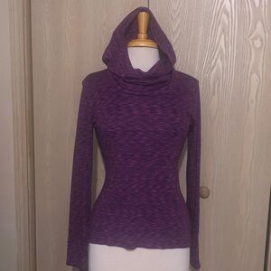 Columbia Heather Purple Cowl Neck Hoodie Sportswear M